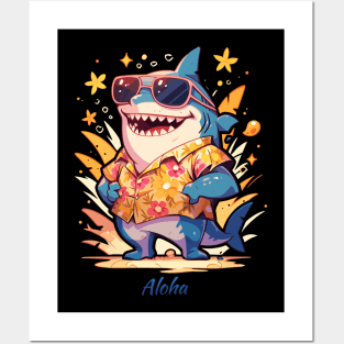 Aloha Shark Shirt | Hawaiian Style Shark Tee | Beach Lover's Apparel Posters and Art